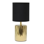 Simple Designs Ruffled Capsule Table Lamp, 11-5/8inH, Black/Gold