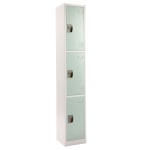 Alpine Large 3-Tier Steel Lockers, 72inH x 12inW x 12inD, Misty Green, Pack Of 4 Lockers