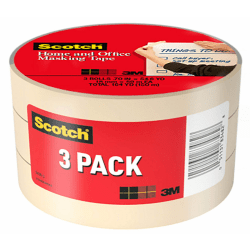 Scotch Home and Office Masking Tape, 3/4in x 60 Yd., Pack Of 3 Rolls