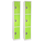 Alpine Large 3-Tier Steel Lockers, 72inH x 12inW x 12inD, Green, Pack Of 2 Lockers