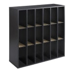 Safco Wood Mail Sorter, 18 Compartments, 32 3/4inH x 33 3/4inW x 12inD, Black