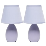 Creekwood Home Nauru Petite Ceramic Oblong Table Lamps, 9-1/2inH, Purple Shades/Purple Bases, Set Of 2