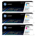 HP 206X Cyan; Magenta; Yellow High Yield Toner Cartridges Combo, Pack Of 3, W2111X,W2112X,W2113X