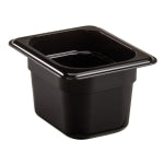 Cambro Camwear GN 1/8 Size 4in Food Pans, 4inH x 4-1/4inW x 6-5/16inD, Black, Set Of 6 Pans