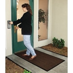 M+A Matting WaterHog Squares Classic Floor Mat, 4ft x 10ft, Dark Brown