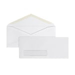 Office Depot Brand #10 Envelopes, Left Window, 30% Recycled, Gummed Seal, White, Box Of 250