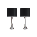 LumiSource Lenuxe Contemporary Table Lamps, 24-1/4inH, Black Shade/Polished Nickel Base, Set Of 2 Lamps