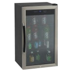 Avanti 3.0 Cu Ft Showcase Beverage Cooler Refrigerator, Black/Stainless Steel