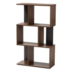 Baxton Studio Adelina Display Bookcase, Walnut Brown/Dark Gray