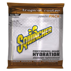 Sqwincher Powder Packs, Tropical Cooler, 47.66 Oz, Case Of 16