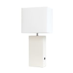 Lalia Home Lexington Table Lamp With USB Charging Port, 21inH, White/White