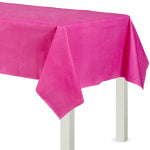 Amscan Flannel-Backed Vinyl Table Covers, 54in x 108in, Bright Pink, Set Of 2 Covers