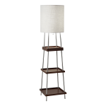 Adesso Henry AdessoCharge Shelf Floor Lamp, 63-1/4inH, Light Natural Shade/Walnut Base