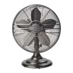 Lasko 12in Classic Metal Table Fan - 12in Diameter - 3 Speed - Quiet, Carrying Handle, Oscillating - 17.3in Height x 13.3in Width - Metal