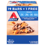 Atkins Caramel Chocolate Nut Roll Bars, 1.55 Oz, Box Of 20 Bars