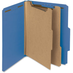 Smead Pressboard 2/5-Cut Tab Classification Folders With 2 Fasteners And 2 Dividers, 2in Expansion, Letter Size, 100% Recycled, Dark Blue, Box of 10 Folders