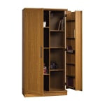 Realspace 12-Shelf Storage Cabinet, 72inH x 36inW, Sienna Oak