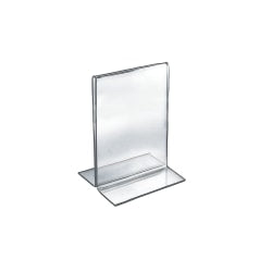 Azar Displays Double-Foot Acrylic Vertical Sign Holder, 5 1/2inW x 8 1/2inH, Clear, Pack Of 10