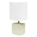 Simple Designs Petite Faux Stone Table Lamp, 11-13/16inH, White Base/White Shade