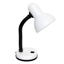 Creekwood Home Essentix Metal Desk Lamp With Flexible Gooseneck, 14-1/4inH, White Shade/White Base