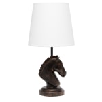 Simple Designs Decorative Chess Horse Table Lamp, 17-1/4inH, White/Dark Bronze