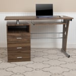 Flash Furniture 48inW Computer Desk With 3-Drawer Single Pedestal, Rustic Walnut