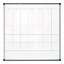 U Brands PINIT Magnetic Dry Erase Monthly Calendar Board, 35in X 35in, Silver Aluminum Frame