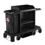 Suncast Commercial Premium Housekeeping Cart, Partially Assembled, 49-3/4inH x 24inW x 62-1/8inD, Black