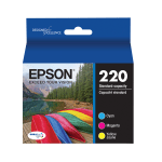 Epson 220 DuraBrite Ultra Cyan, Magenta, Yellow Ink Cartridges, Pack Of 3, T220520-S