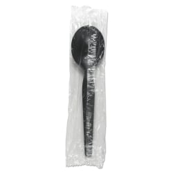 Boardwalk Heavyweight Wrapped Polystyrene Soup Spoons, Black, Pack Of 1000 Spoons