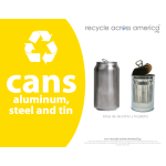 Recycle Across America Aluminum Cans Standardized Recycling Labels, CANS-8511, 8 1/2in x 11in, Yellow