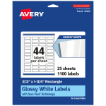 Avery Glossy Permanent Labels With Sure Feed, 94209-WGP25, Rectangle, 2/3in x 1-3/4in, White, Pack Of 1,100