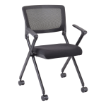 Lorell Mesh Back Nesting Chairs, With Arms, Black, Set Of 2 Chairs