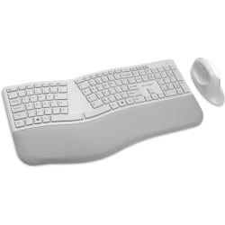 Kensington Pro Fit Ergo Wireless Keyboard and Mouse-Gray - USB Wireless Bluetooth/RF 4.0 Keyboard - Gray - USB Wireless Bluetooth/RF Mouse - 5 Button - Gray - Compatible with PC, Mac - Retail