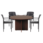 Boss Office Products 42in Round Table And Stackable Guest Chairs Set, Mahogany/Black