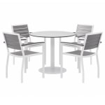 KFI Studios Eveleen 5-Piece Outdoor Patio Set, 33-13/16inH x 30inW x 30inD, White/Gray Chairs, White Table