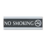 U.S. Stamp & Sign Century Series No Smoking Sign - 1 Each - No Smoking Print/Message - 9in Width x 3in Height - Silver Print/Message Color - Mounting Hardware - Black, Silver