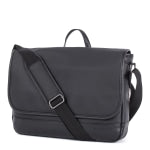 Bugatti Gin & Twill Textured Vegan Leather Messenger Bag With 14in Laptop Pocket, Black, MSG2051BU-BLACK