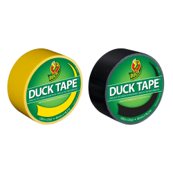 Duck Brand Duct Tape Rolls, 1.88in x 20 Yd, Yellow/Black, Pack Of 2 Rolls