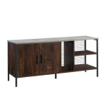 Sauder Market Commons TV Credenza For 60in TVs, 24inH x 54inW x 15-1/2inD, Rich Walnut/Slate Gray/Black