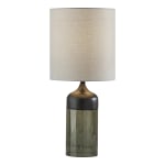 Adesso Marina Tall Table Lamp, 22-3/4inH, Light Gray Shade/Black/Smoked Glass Base