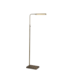 Adesso Reader LED Floor Lamp, 54-1/4inH, Antique Brass Shade/Brown Marble Base