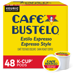 Cafe Bustelo Espresso Roast Coffee K-Cup Pods, Box Of 48