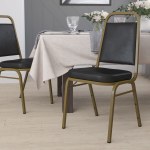 Flash Furniture HERCULES Series Trapezoidal-Back Stacking Banquet Chair With 2-1/2in Thick Seat, Black/Gold