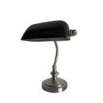 Simple Designs Traditional Mini Bankers Lamp, 9-1/2inH, Black Glass Shade