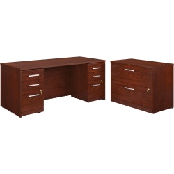 Bush Business Furniture Components 72inW L Shaped Desk with 3 Drawer Mobile File Cabinet, Mocha Cherry, Standard Delivery