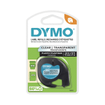 DYMO LT 16952 Black-On-Clear Tape, 0.5in x 13ft