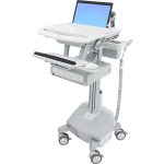 Ergotron StyleView Laptop Cart Desk Workstation 1 Drawer, 50-1/2inH x 17-1/2inW x 30-3/4inD, White/Gray