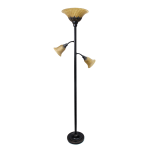 Lalia Home Torchiere Floor Lamp With 2 Reading Lights, 71inH, Matte Restoration Bronze/Champagne