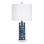 LumiSource Spyro Contemporary Table Lamp, 23inH, White Shade/Bijou Blue Base